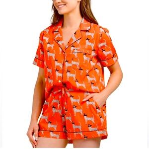 Bouffants & Broken Hearts Halloween Orange Leopard Witch Notch Shorty PJ Set S